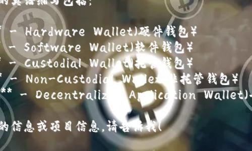 加密货币钱包常见的英语缩写包括：

1. **HW Wallet** - Hardware Wallet（硬件钱包）
2. **SW Wallet** - Software Wallet（软件钱包）
3. **CW Wallet** - Custodial Wallet（托管钱包）
4. **NW Wallet** - Non-Custodial Wallet（非托管钱包）
5. **Dapp Wallet** - Decentralized Application Wallet（去中心化应用钱包）

如果你需要更详细的信息或项目信息，请告诉我！